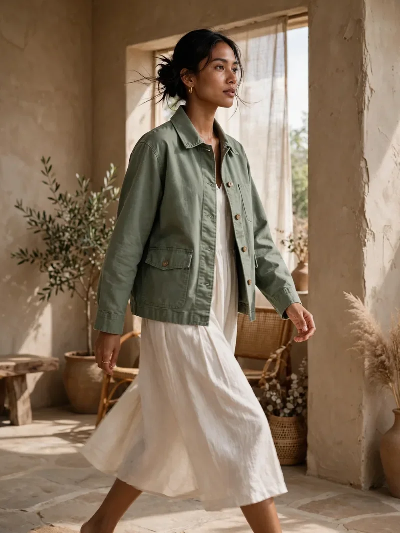 Detail tenunan linen Koleksi Terra